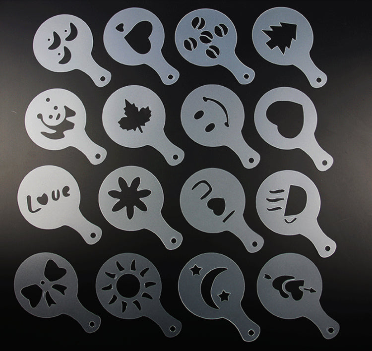 16Pcs Coffee Latte Cappuccino Stencils